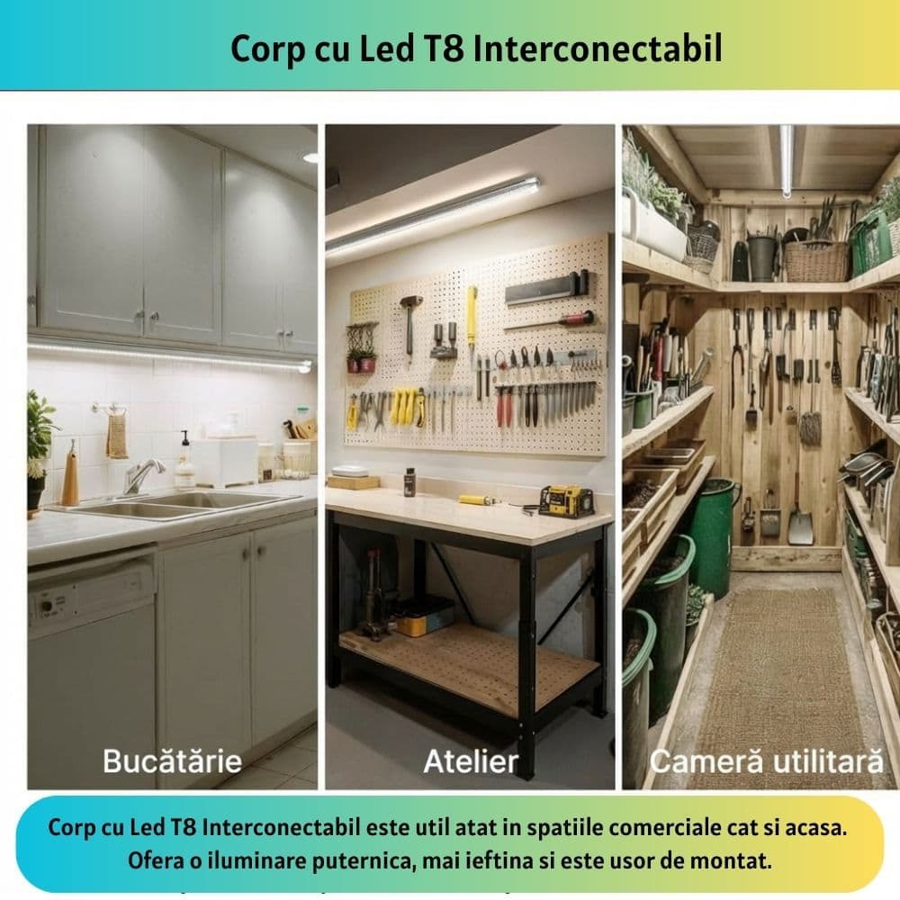 Corp Led T8, 18W=36W, 6400K, lumina rece