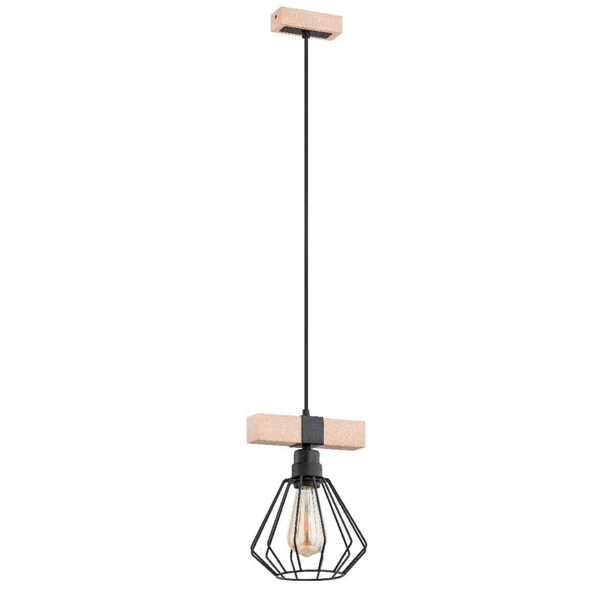 Lustra Pendul Alfa Fibia Lemn 1xE27