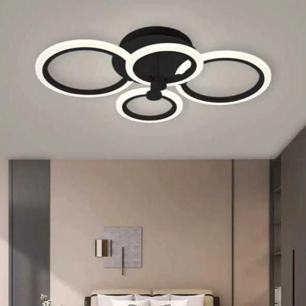 Lustra Led Neagra Cu Telecomanda 56W Cu 4 Brate 3 Culori 580Mm X 90Mm
