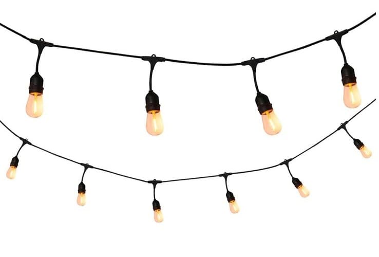 Pachet ghirlanda cu pendule 10m, E27, IP65 cu 10 becuri LED Filament Amber 4W