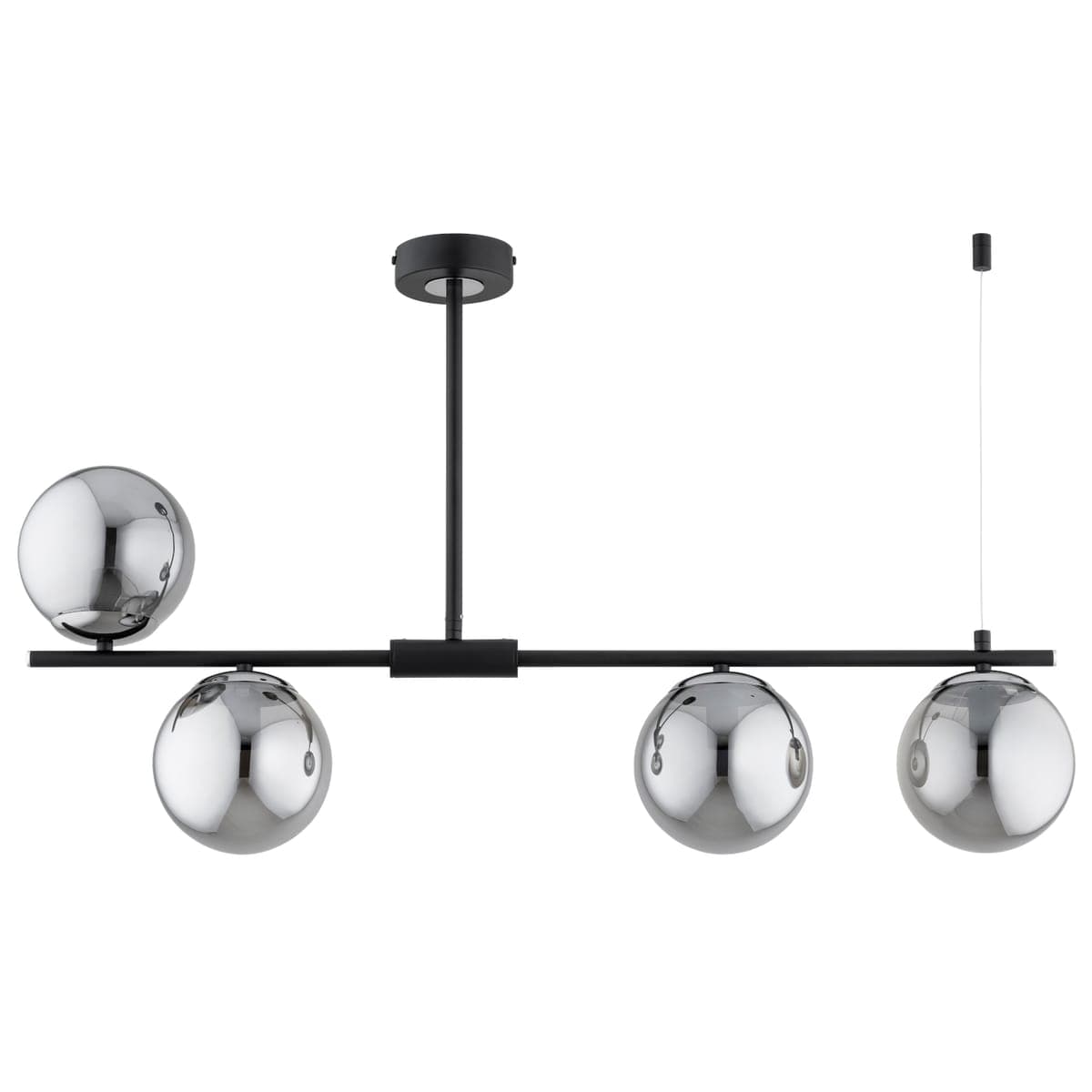 Lustra Alfa Hill Neagra & Chrome 4xE14
