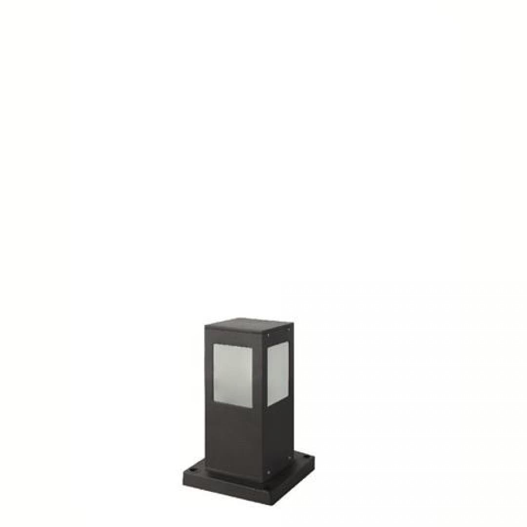 Stalp de gradina negru patrat, difuzor sticla, 90x300mm