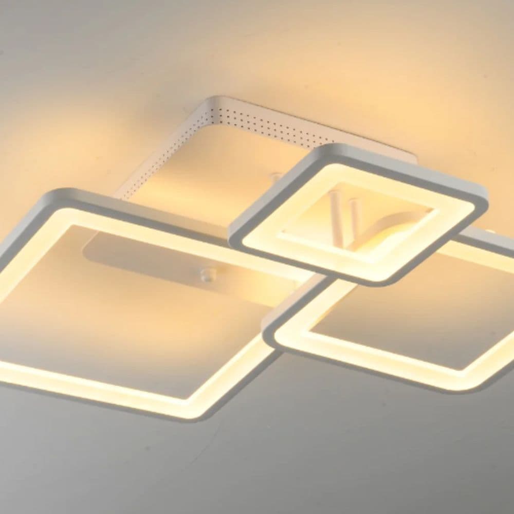 Lustra Led Patrate Cu Telecomanda  80W Cu 3 Brate 3 Culori+Ir 580 X 150Mm