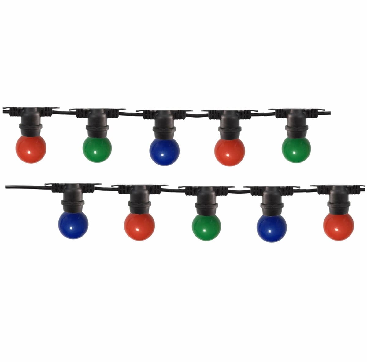 Pachet ghirlanda 10m, E27, IP65 cu 10 becuri LED colorate 1W