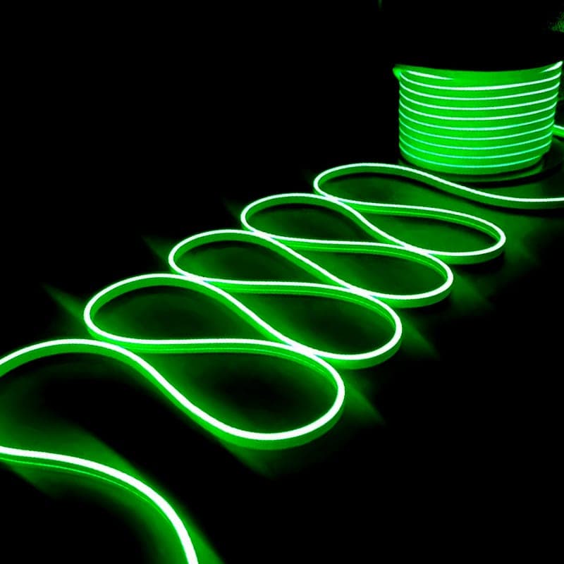 NEON FLEX VERDE 8W/M 120LED/M 5X11MM 2835 24V IP65 6MM PIN