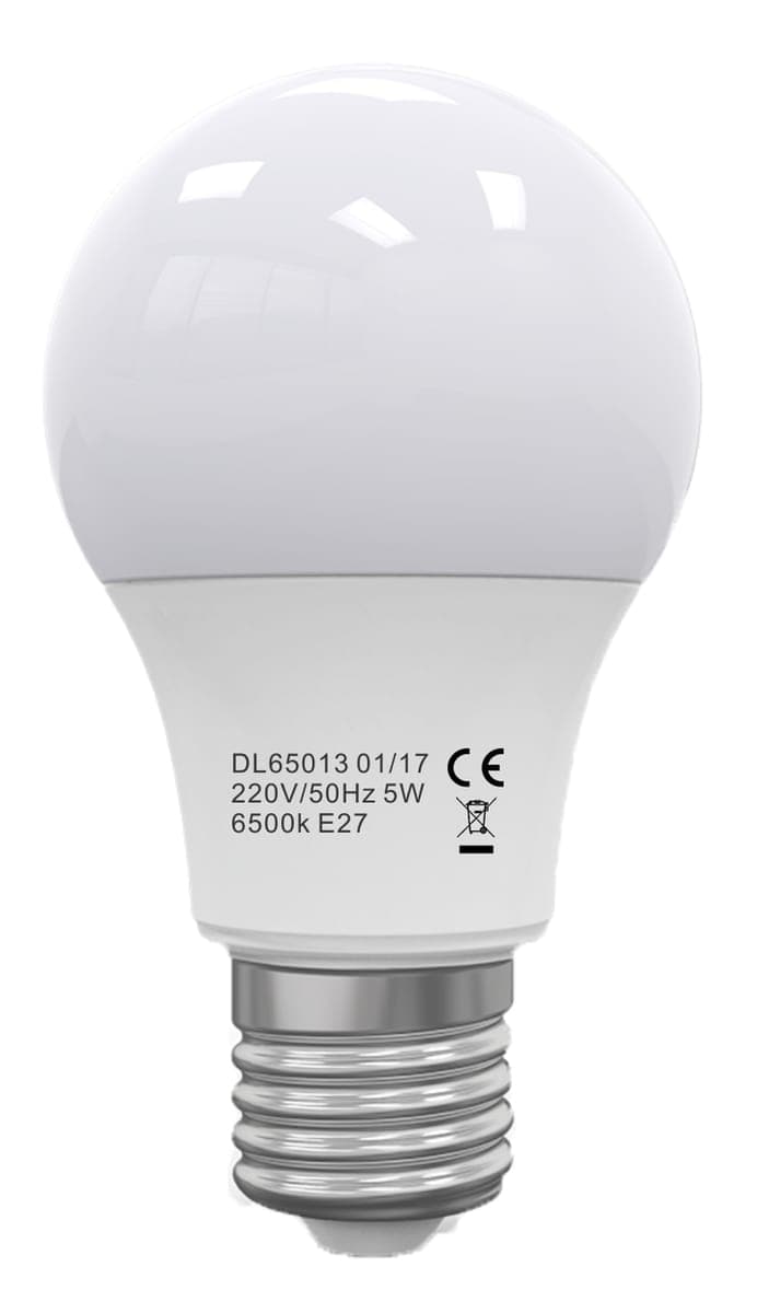 Bec Led E27, model glob A60, 5W=45W, lumina calda, A60, ore functionare 15.000