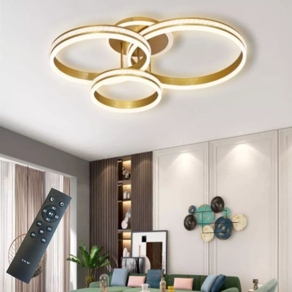 Lustra LED Living Suspendata 160W – 8000lm, Telecomanda, 3 Cercuri Concentrice