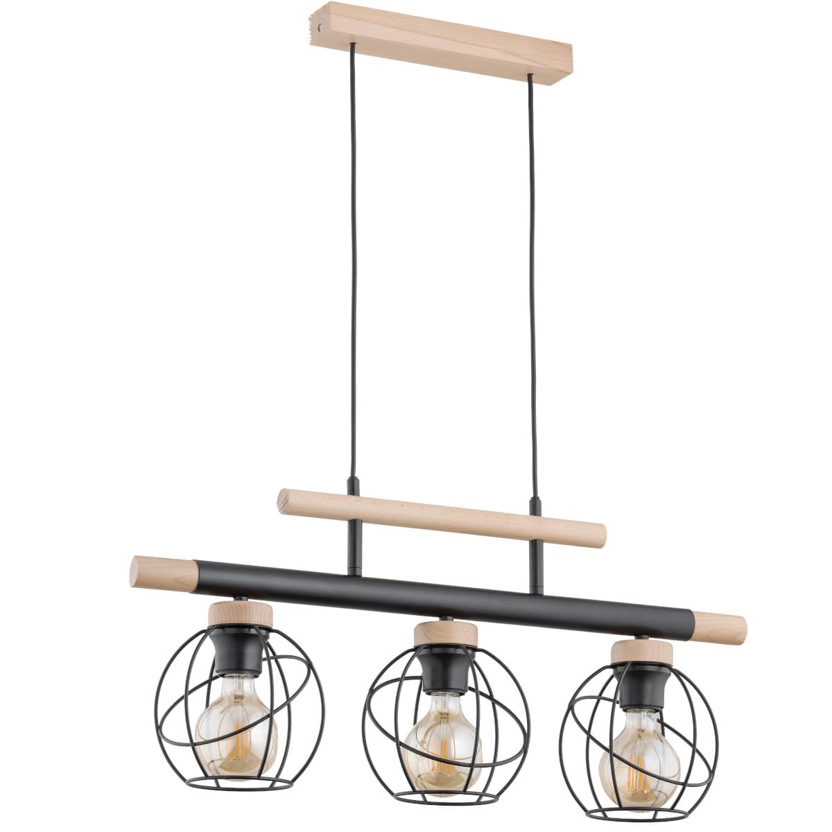 Lustra Pendul Alfa Trendy Basket Lemn 3xE27