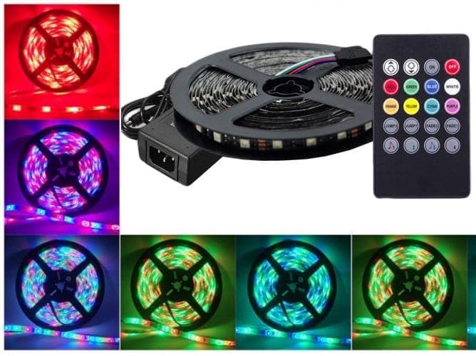 Banda LED 12V Rgb, 14.4W/m, IP20 cu 60Led/m, 5050, cu muzica si jocuri de lumini