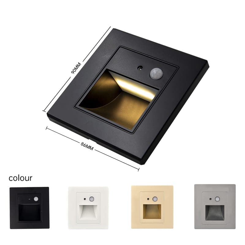 Spot led perete 1W negru cu senzor 3000k lumina calda