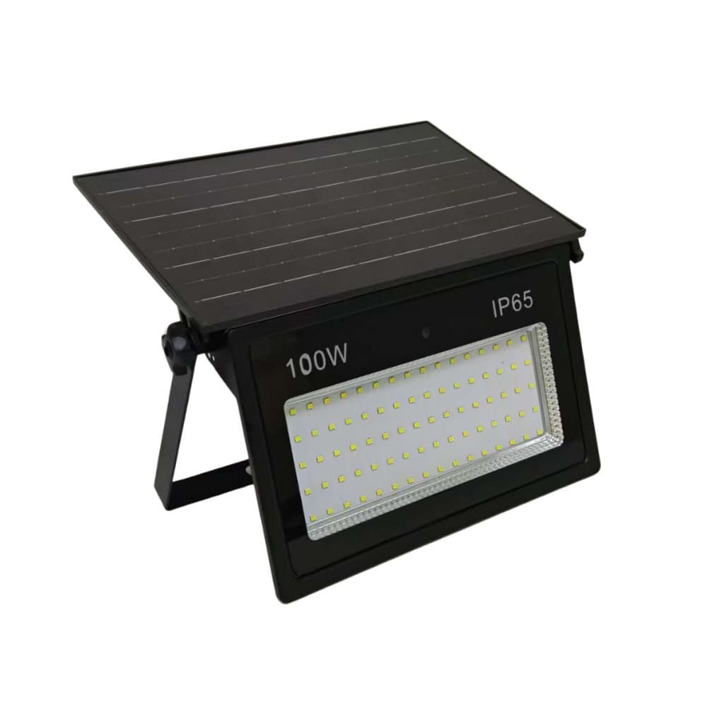 Proiector cu panou solar integrat 100W, 285x175x52mm, 1300lm, IP65, 6500K