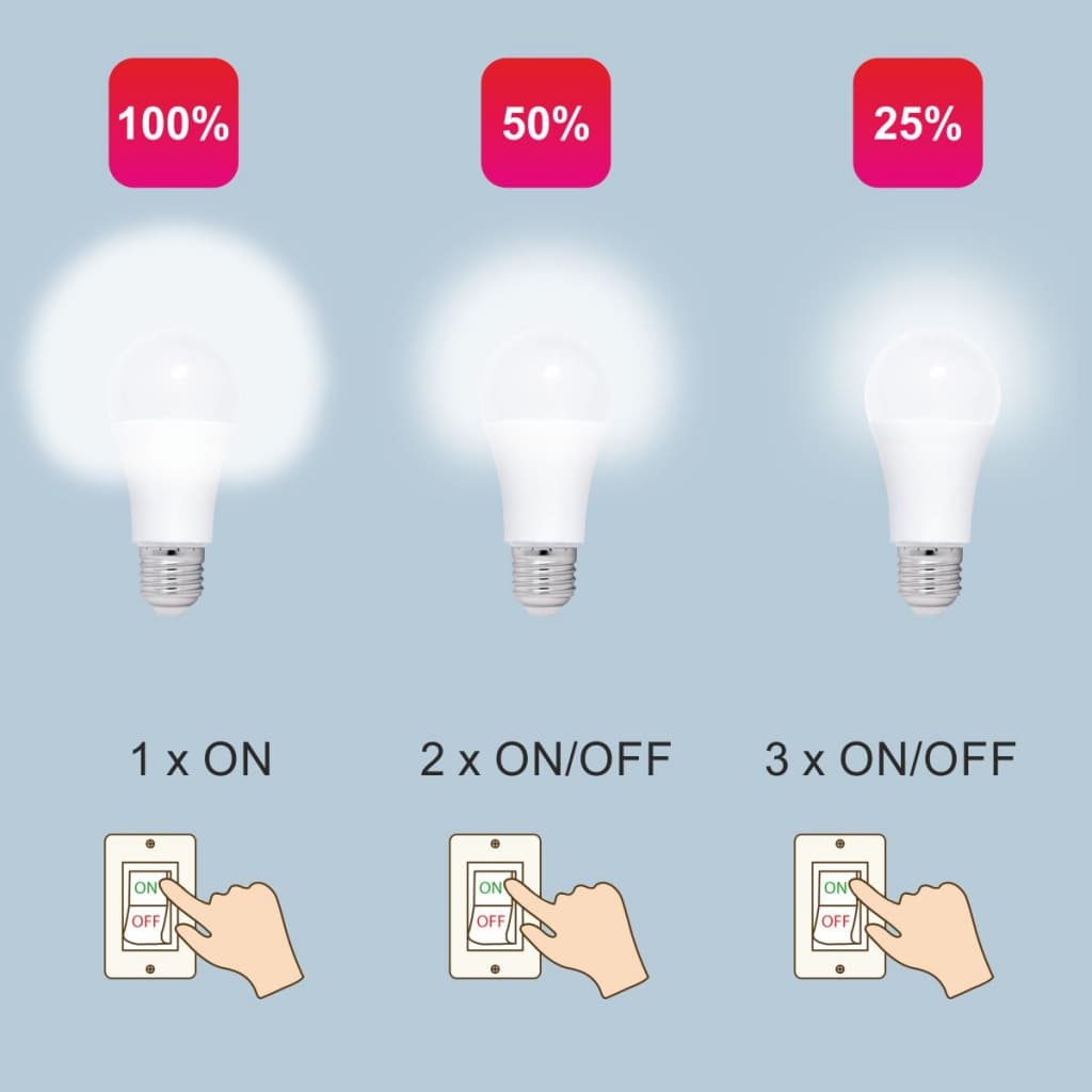 Bec LED dimabil de la intrerupator, model glob A60, 12W=100W, 6400k, lumina rece