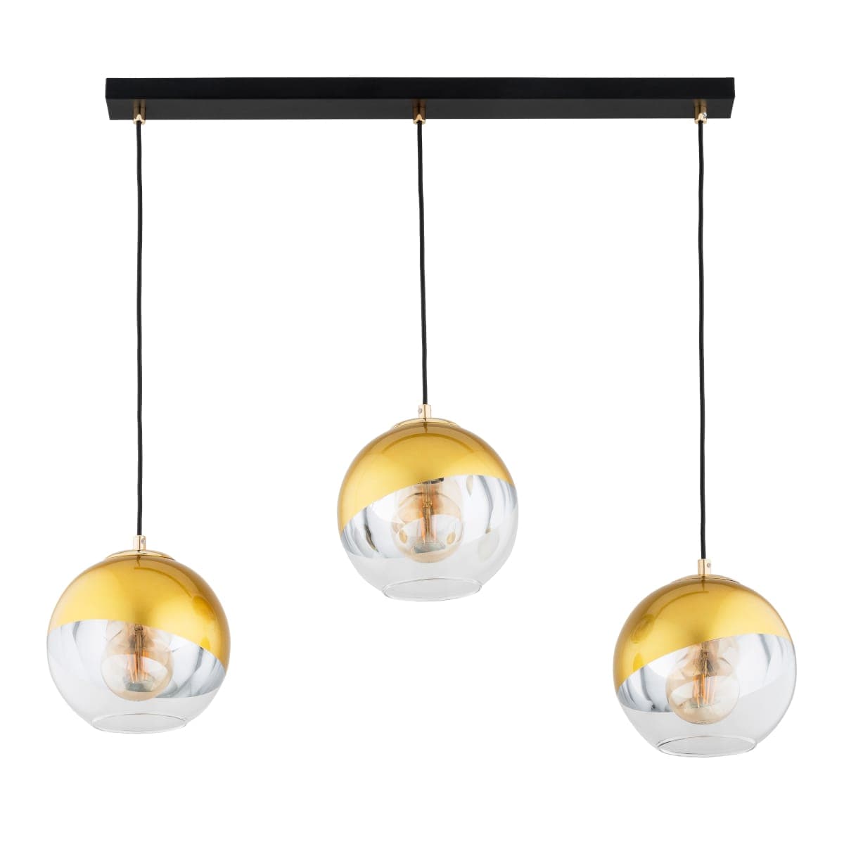 Lustra Pendul Alfa Verona Neagra & Aurie 3xE27