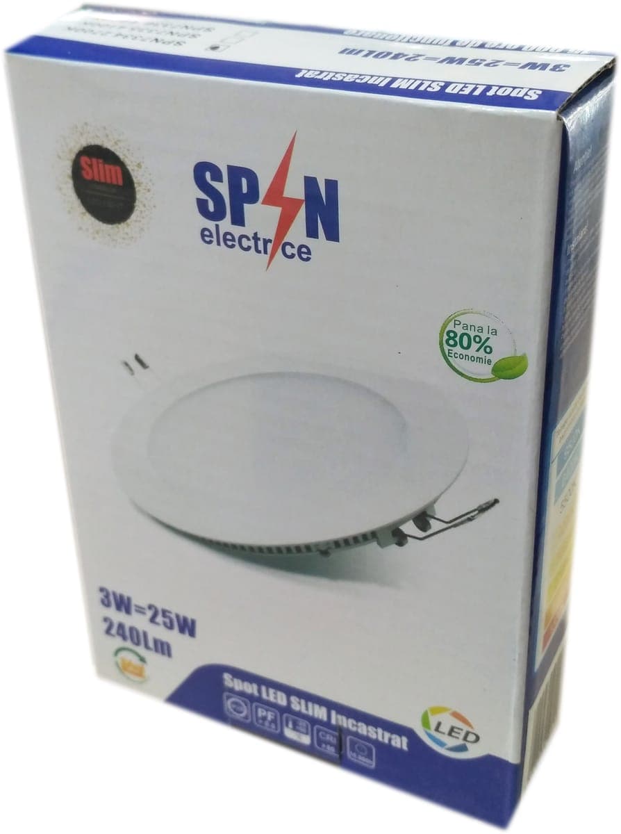 Spot Led Slim incastrat Ø85, 3W=25W, 6400K, lumina rece