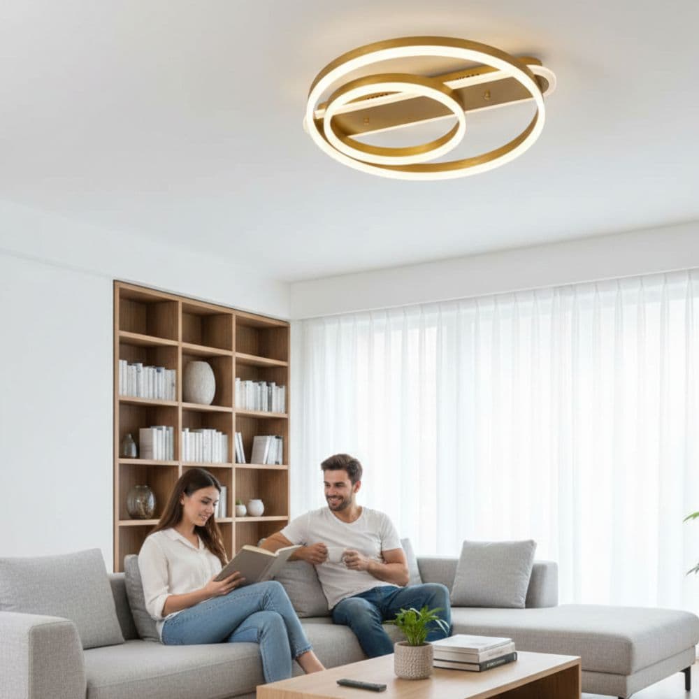 Plafoniera LED Aurie Dimabila 100W – 6000lm, Telecomanda, 2 Cercuri, 30+50cm