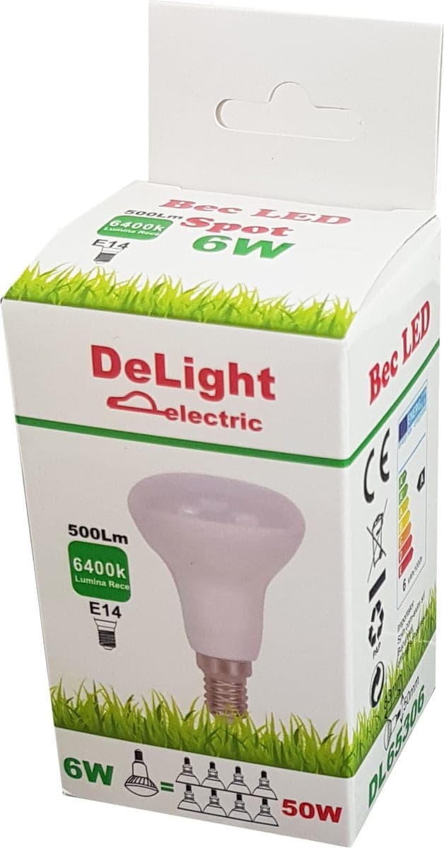 Bec Led E14, model R50, 6W=50W, lumina calda