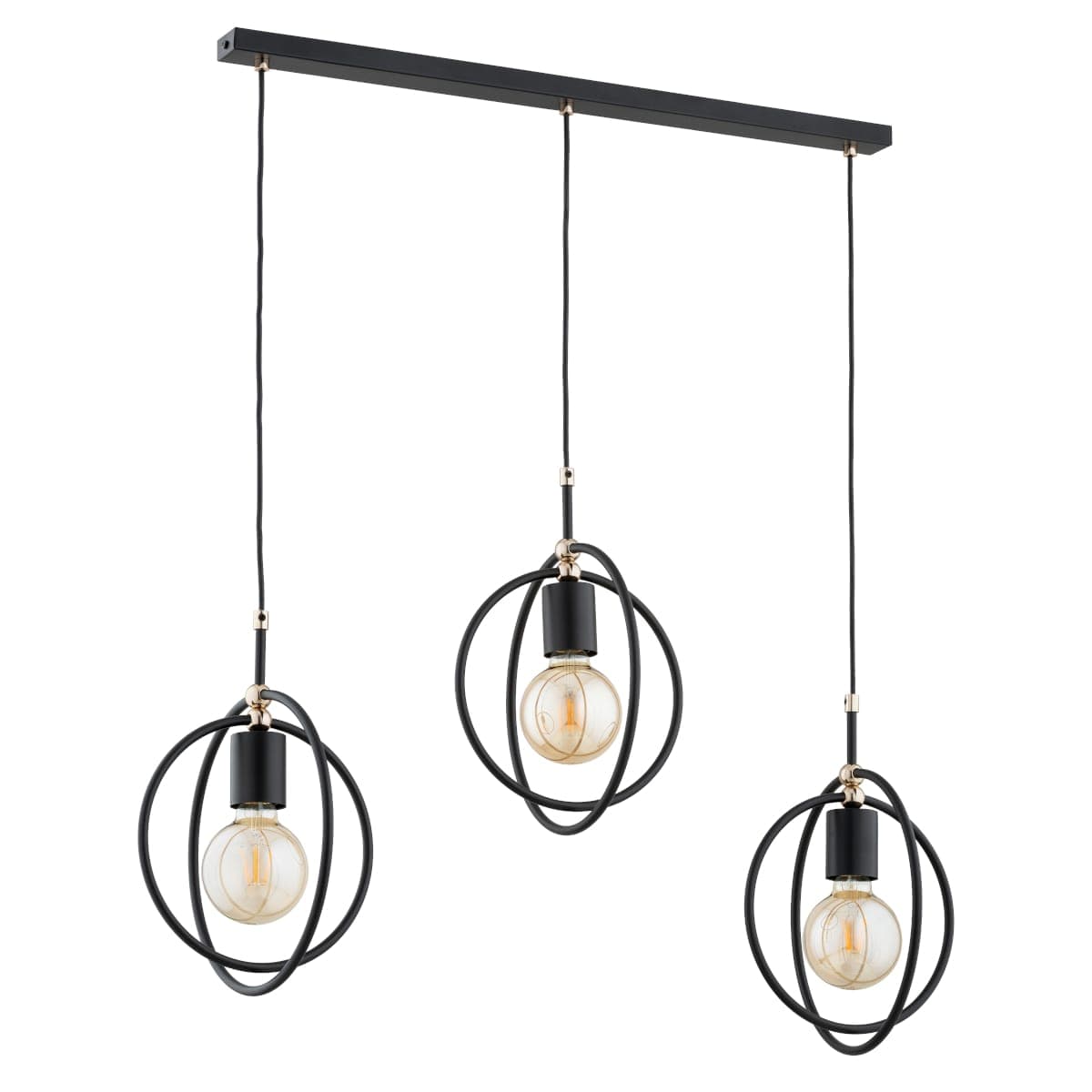 Lustra Pendul Alfa Endora Neagra & Aurie 3xE27