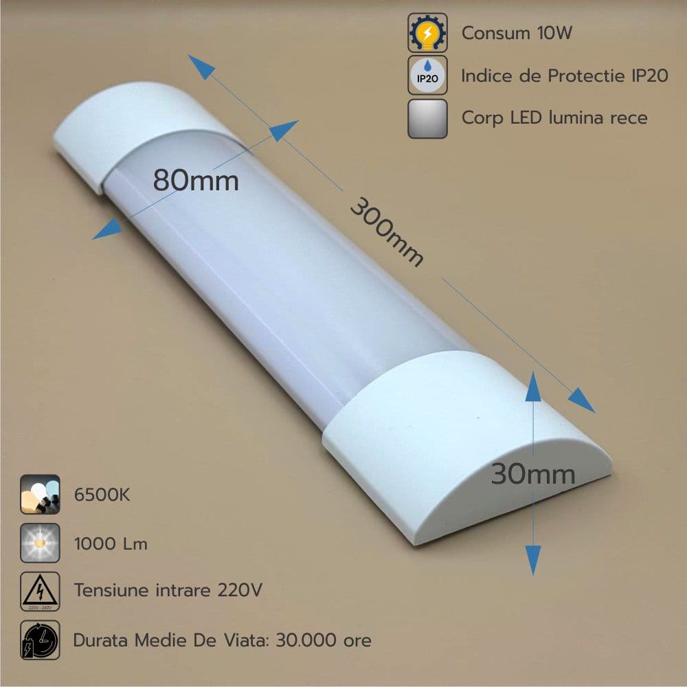 Corp Led Fida 10w lumina rece 6500K 300mm
