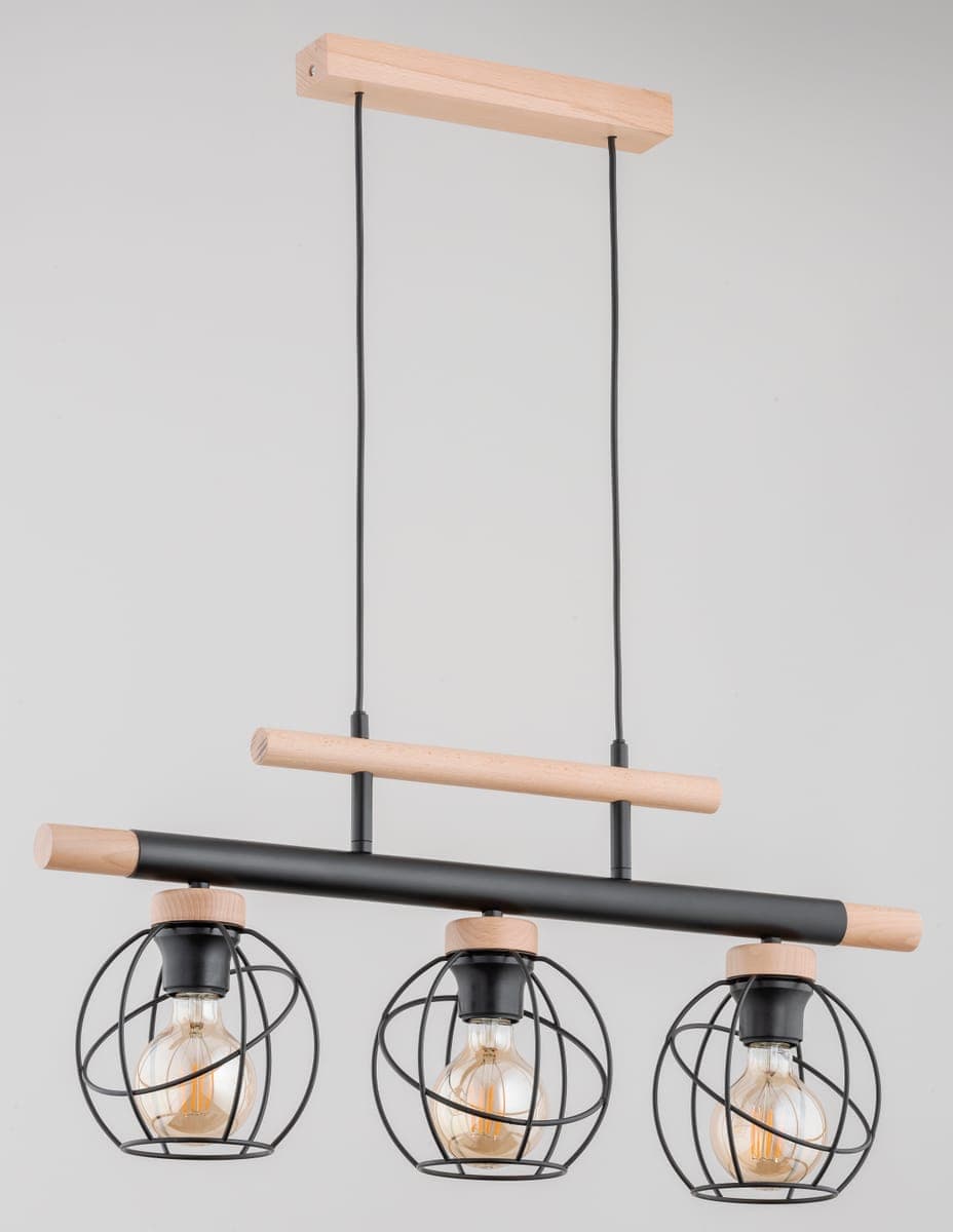 Lustra Pendul Alfa Trendy Basket Lemn 3xE27