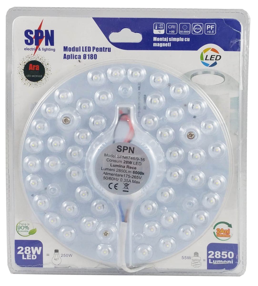 Modul Led pt Aplica Fi180, 28W=250W, 3000K, lumina calda