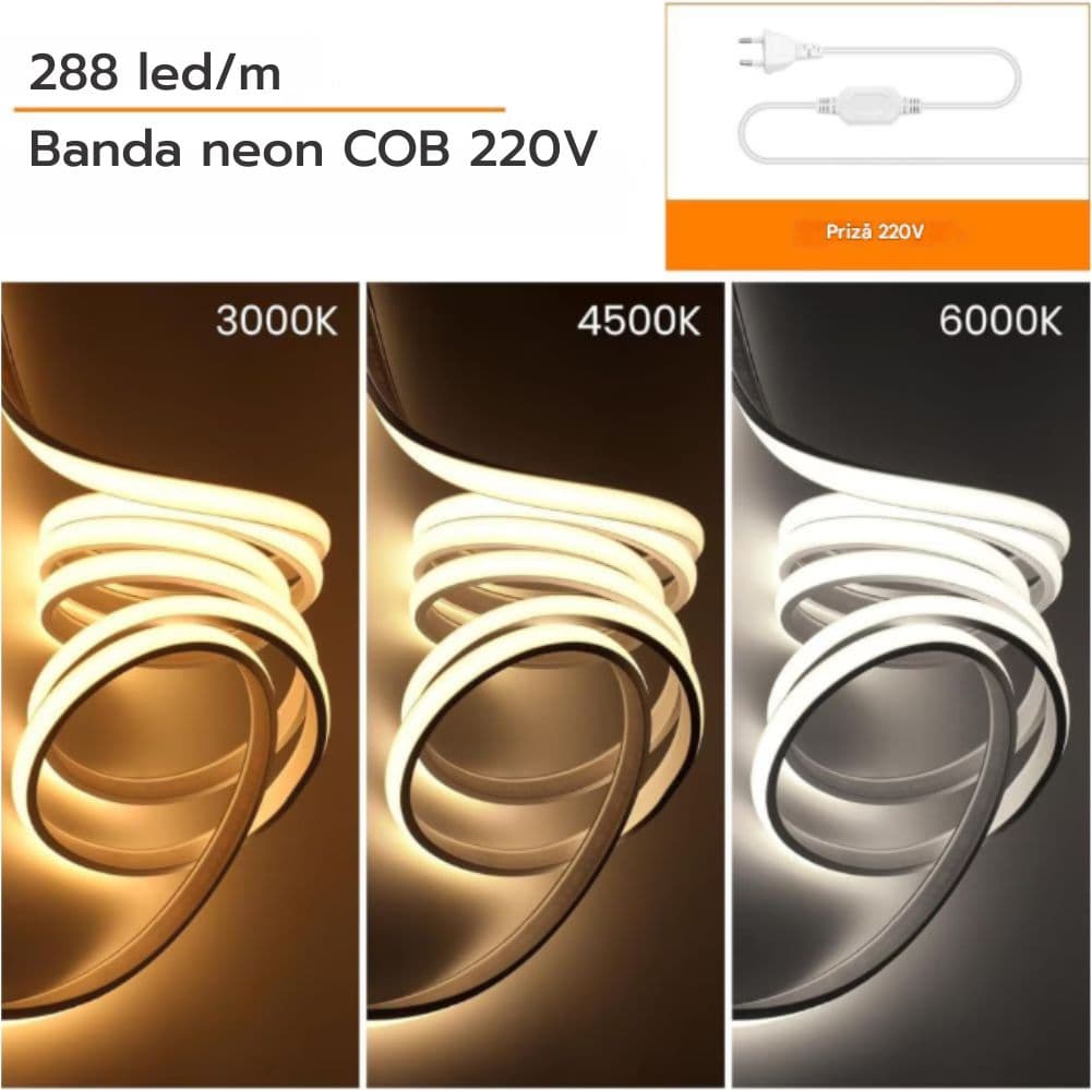 Banda led COB 10W/m 220V 4000K