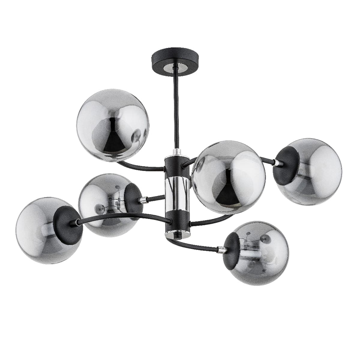 Lustra Alfa Dema Chrome & Neagra 6xE14