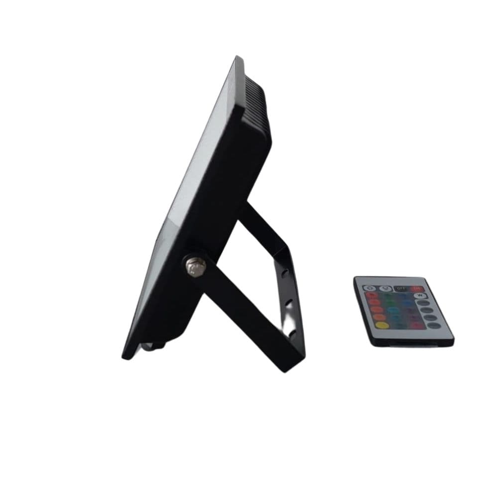 Proiector LED RGB - 16 culori + 4 jocuri de culori, 50W, IP65, telecomanda IR cu 21 taste 178x150mm