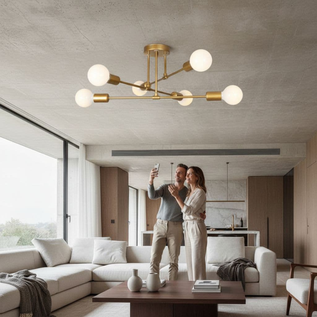 Lustra bec led 6xE27 cupru
