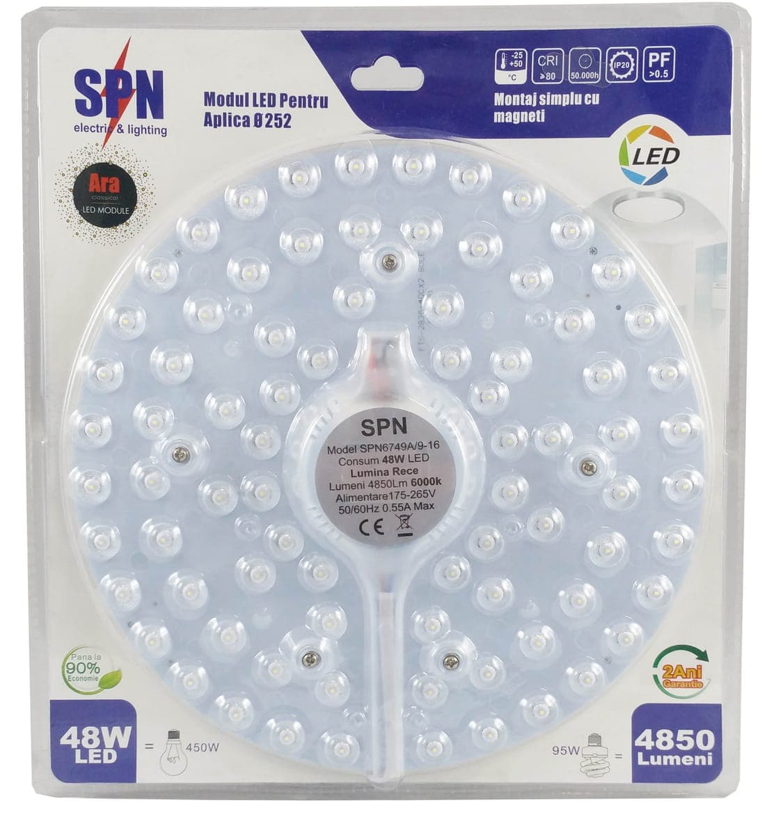 Modul Led pt Aplica Fi252, 48W=450W, 6000K, lumina rece