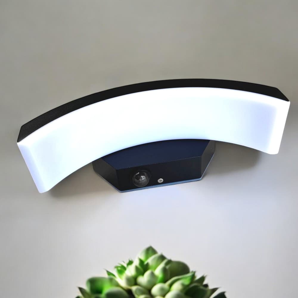 Aplica LED concava cu senzor neagra 24w IP65 3000K