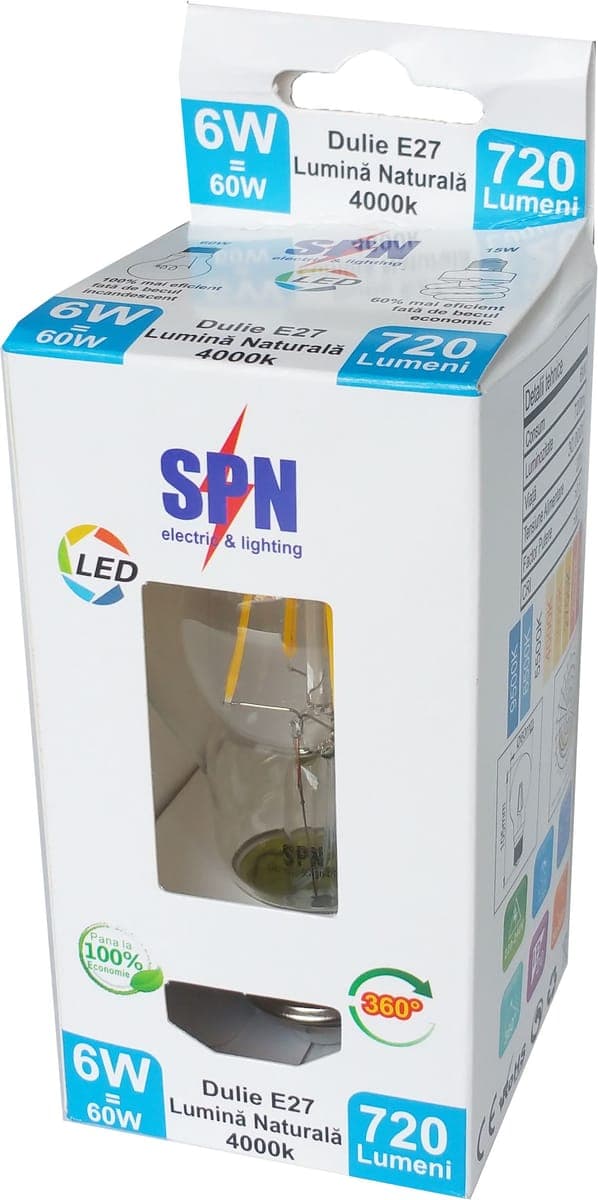 Bec led filament A55 E27 6W lumina neutra 4000K