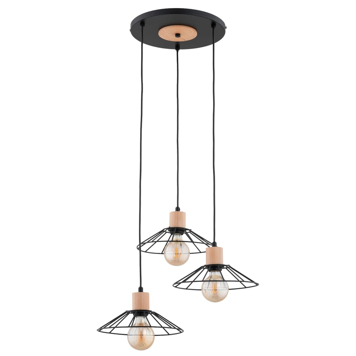Lustra Pendul Alfa Doli Neagra & Lemn 3xE27