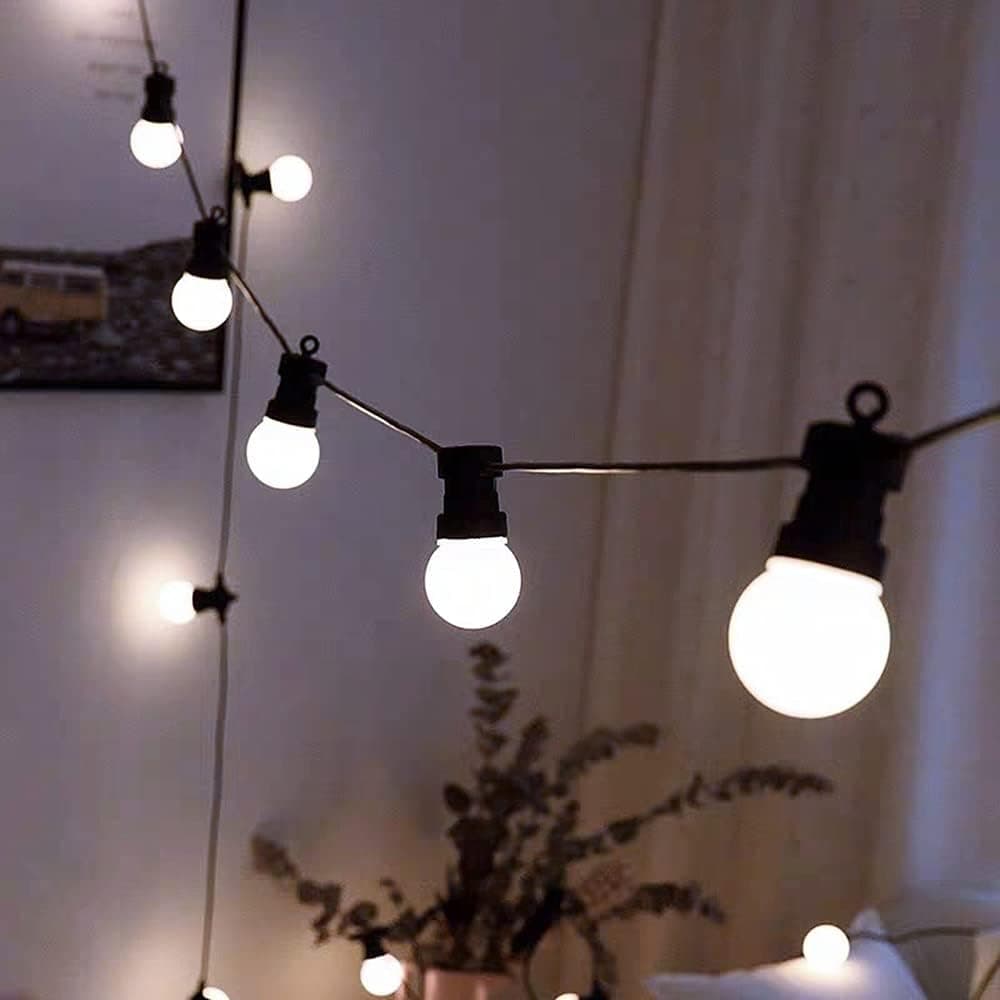 Pachet ghirlanda luminoasa 20m, E27, IP65 cu 20 becuri LED 1W lumina rece