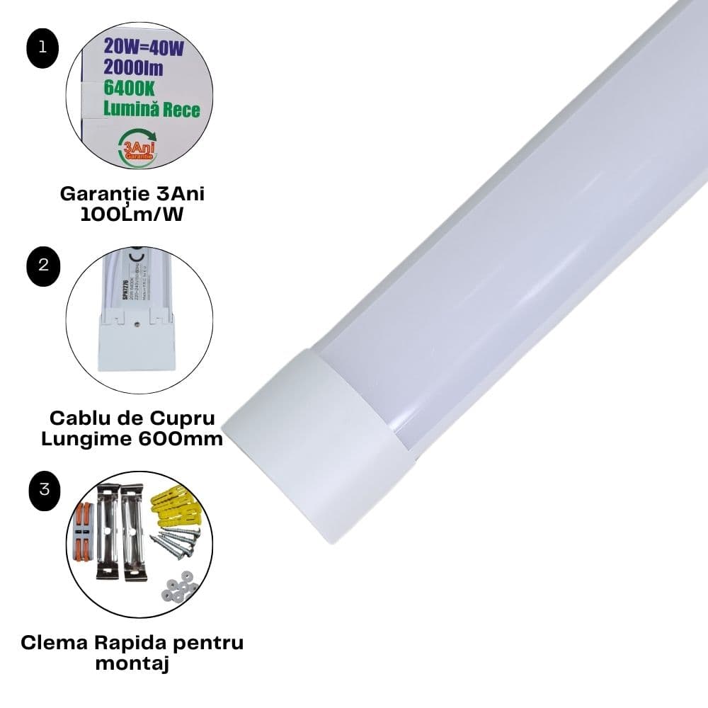 Corp Led Fida 20w lumina rece 6400K 600mm