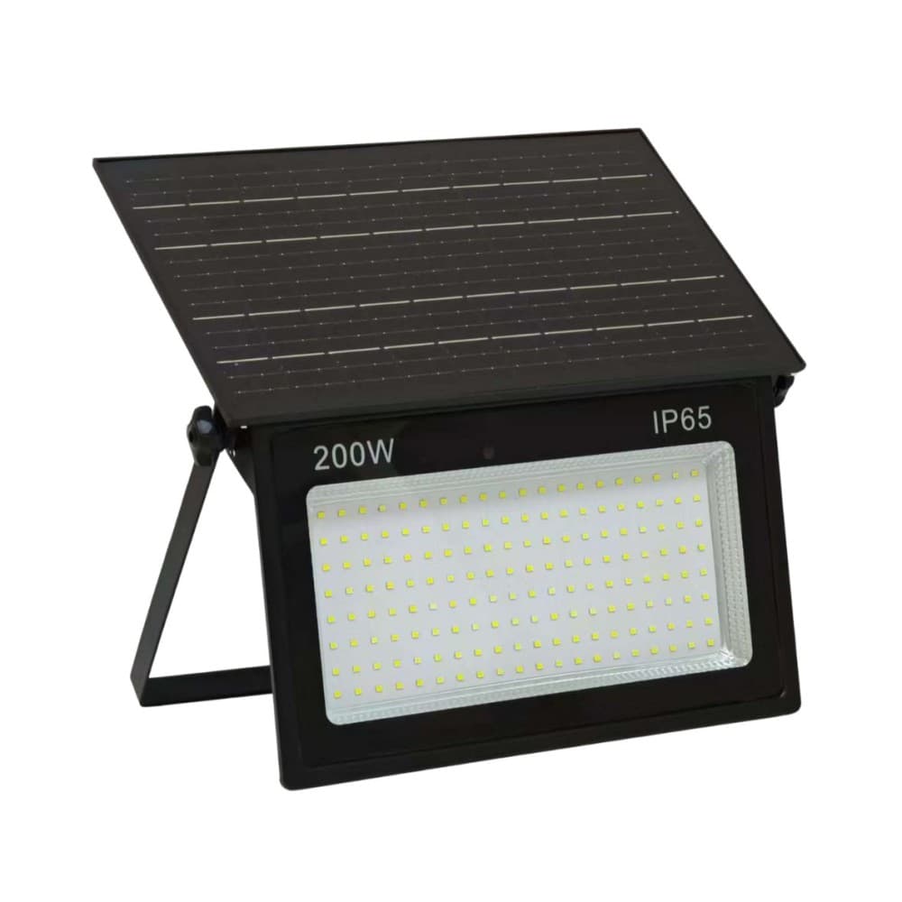 Proiector cu panou solar integrat 200W, 320x210x52mm, 1900lm, IP65, 6500K