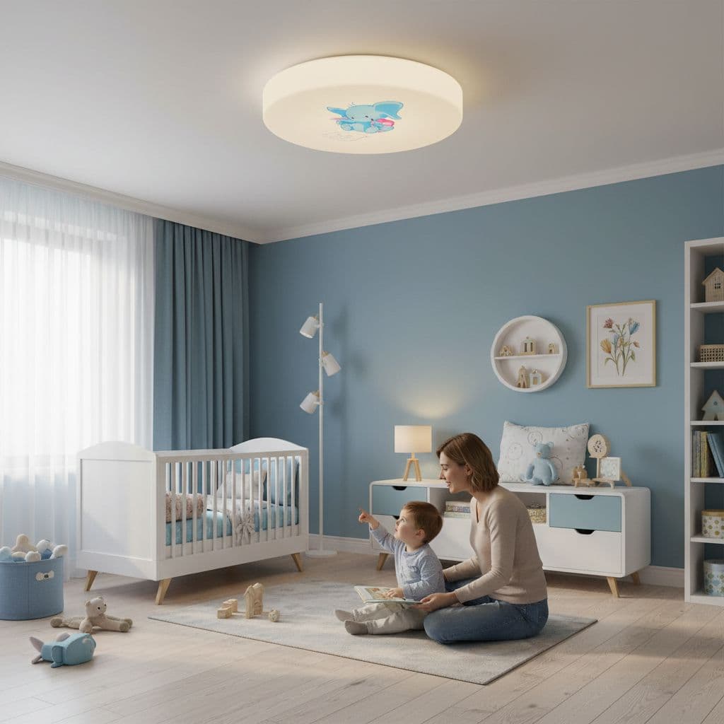 Plafoniera LED pentru camera copiilor cu Elefant 24W, 380x110mm, 6500K, lumina rece