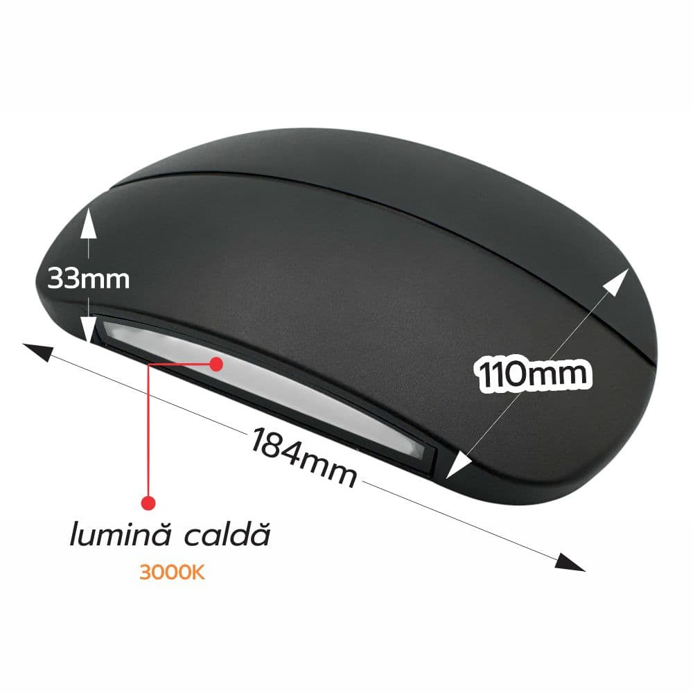 Aplica Mouse LED Perete  (5W+5W) 184x110mm, 10W, 3000K, lumina calda, cu protectie IP65