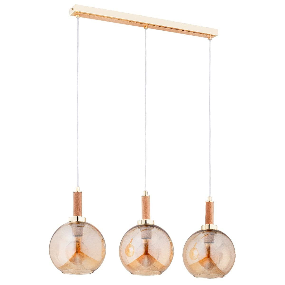 Lustra Pendul Alfa Hetty Lemn & Aurie 3xE27