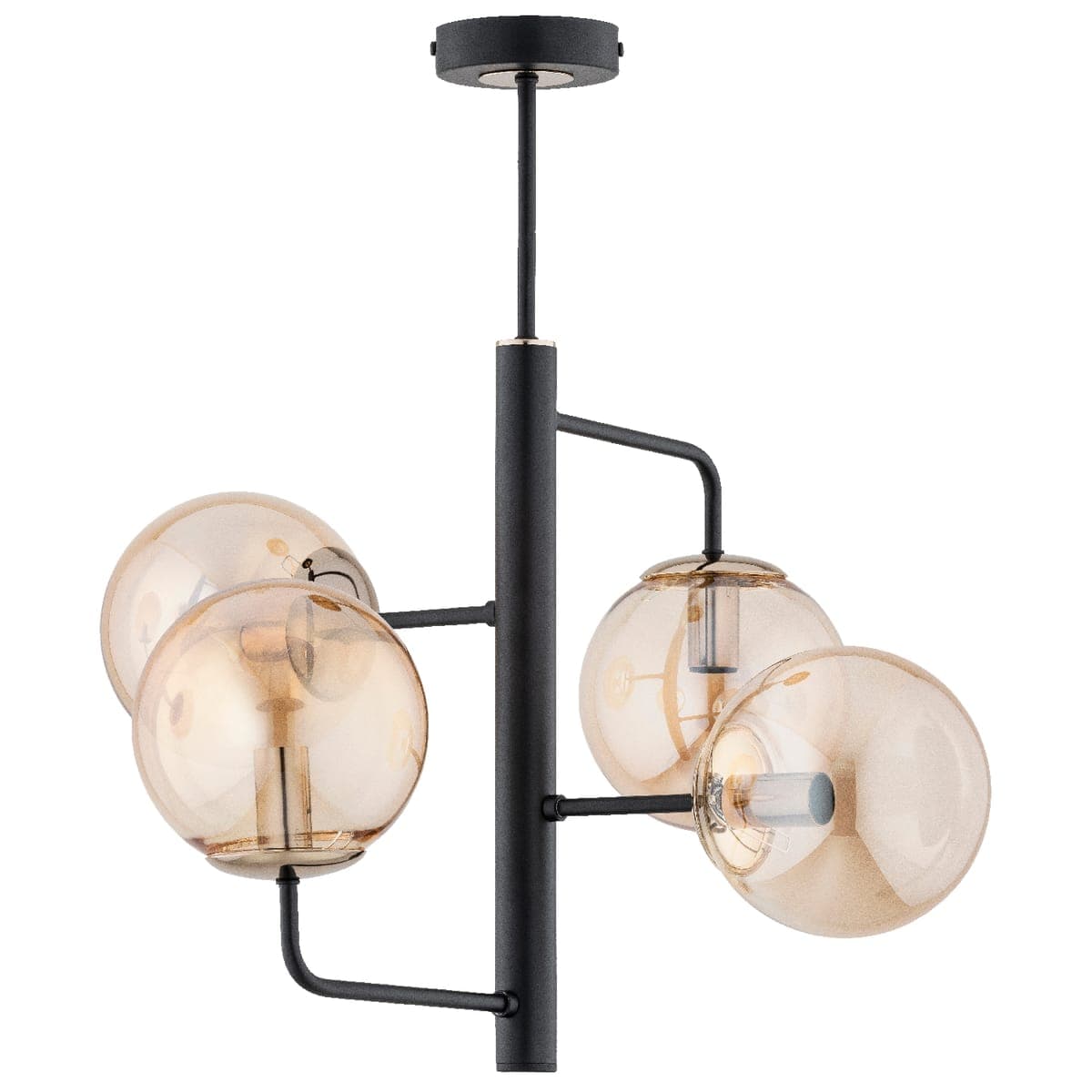 Lustra Alfa Lamur Neagra & Aurie 4xE14