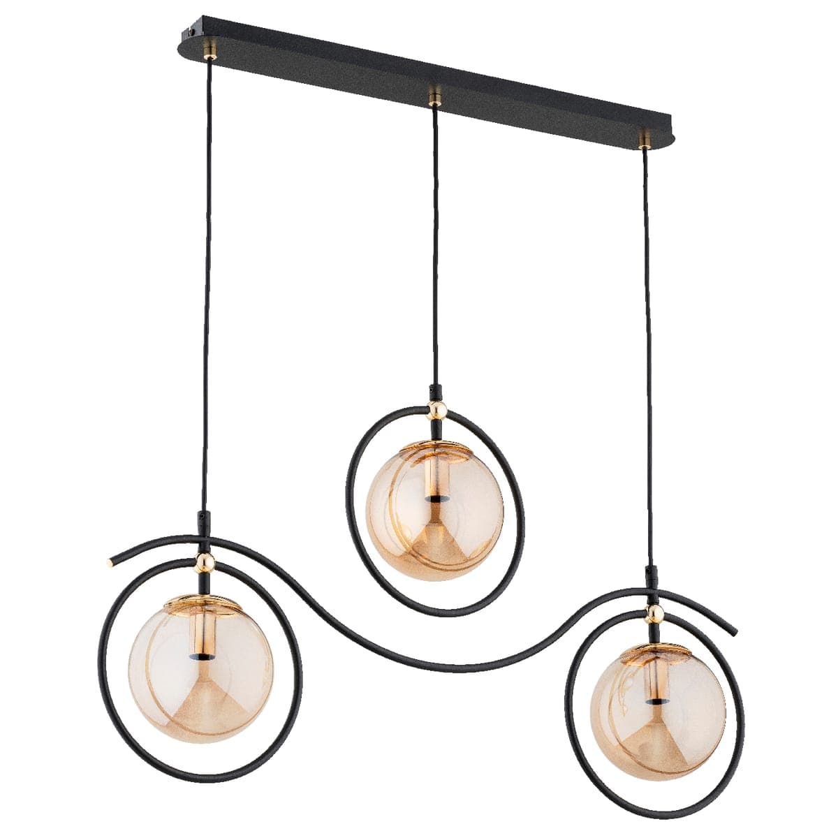 Lustra Pendul Alfa Kira Neagra & Aurie 3xE14
