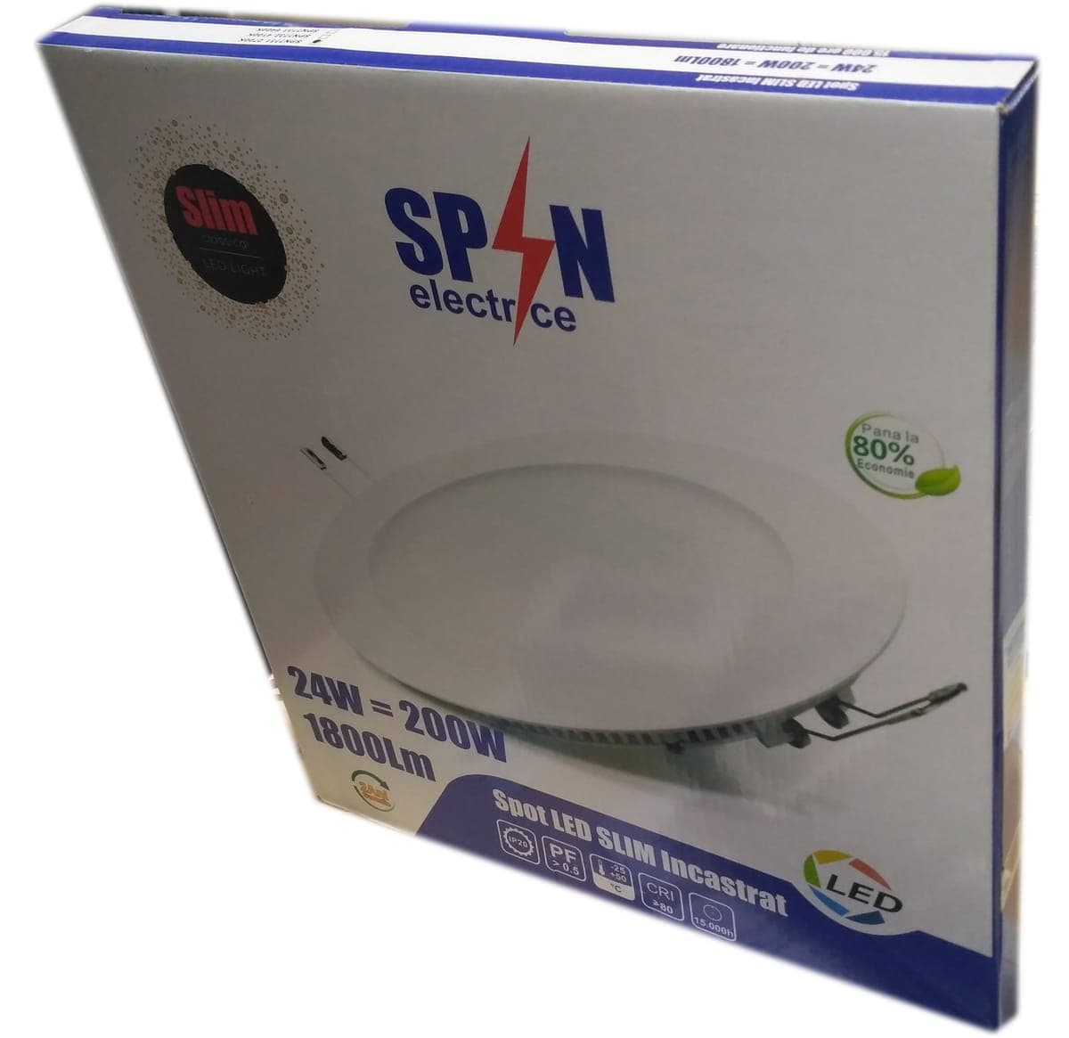 Spot Led Slim incastrat Ø300, 24W=200W, 4100K, lumina neutra