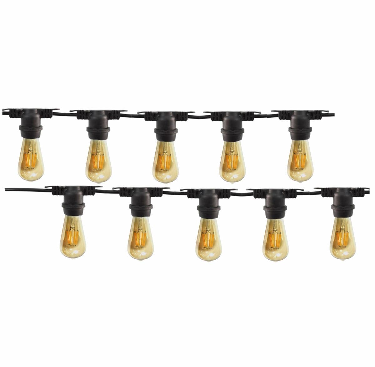 Pachet ghirlanda 10m, E27, IP65 cu 10 becuri  LED Filament Amber ST58 4W