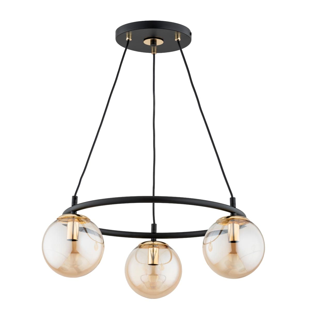 Lustra Pendul Alfa Ringo S3 Neagra & Aurie 3xE14