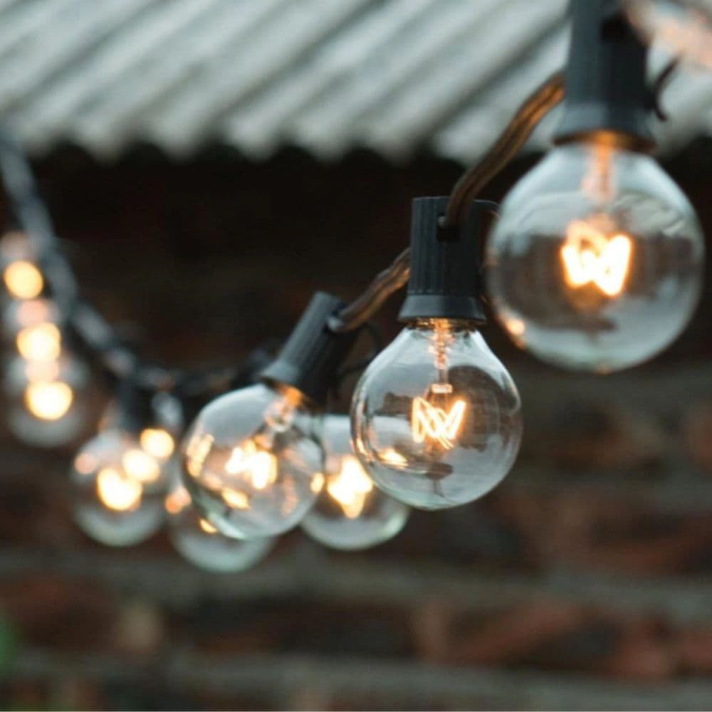 Pachet ghirlanda 10m, E27, IP65 cu 10 becuri  LED Filament Amber 8W