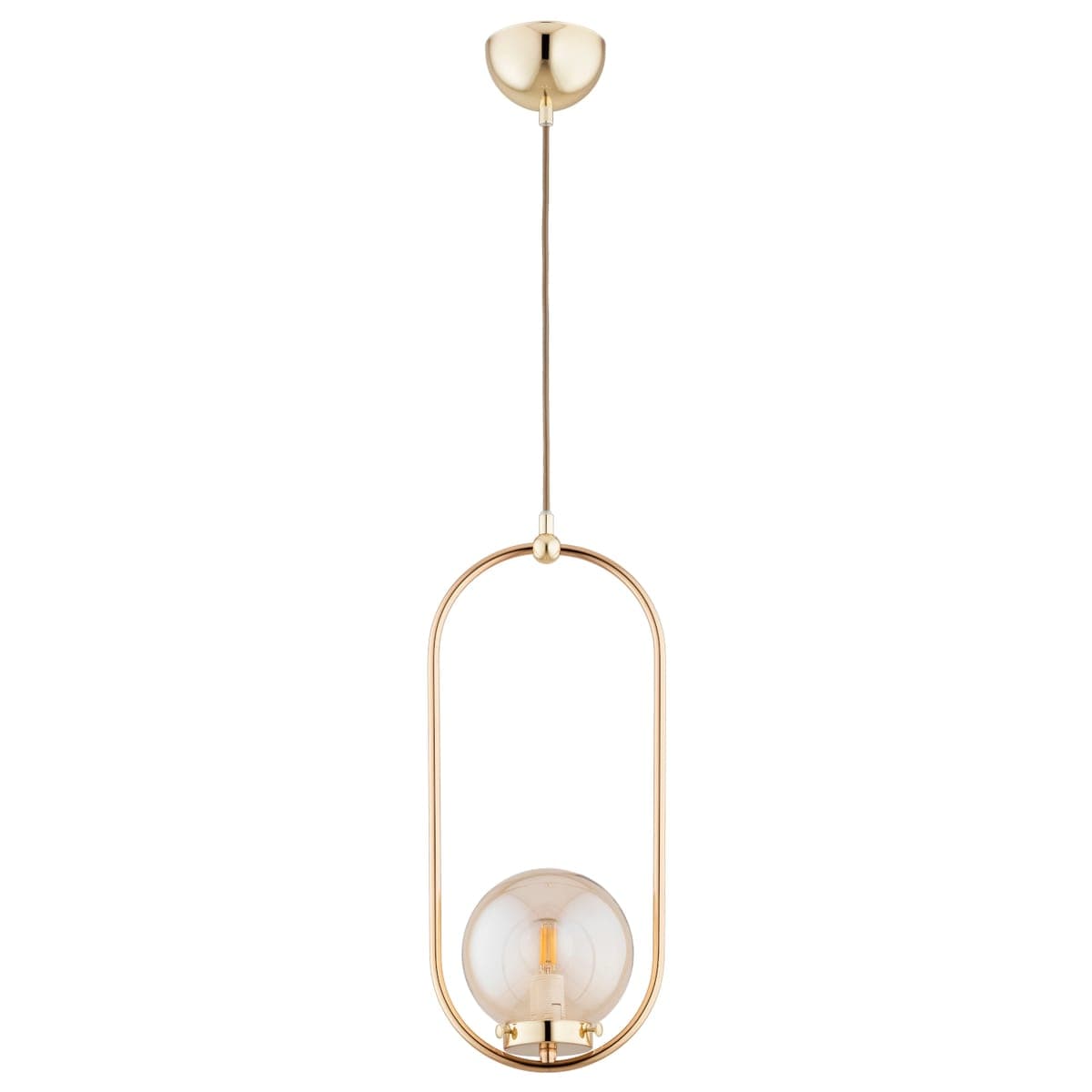 Lustra Pendul Alfa Oval Aurie & Alba 1xE14