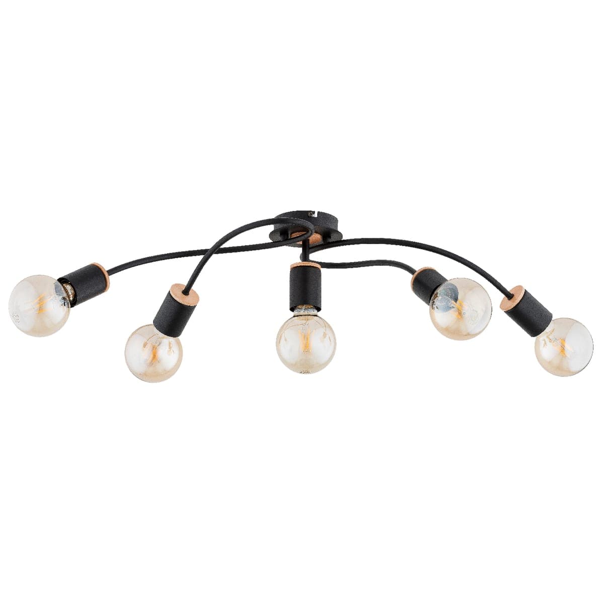 Lustra Alfa Gerso Neagra & Lemn 5xE27