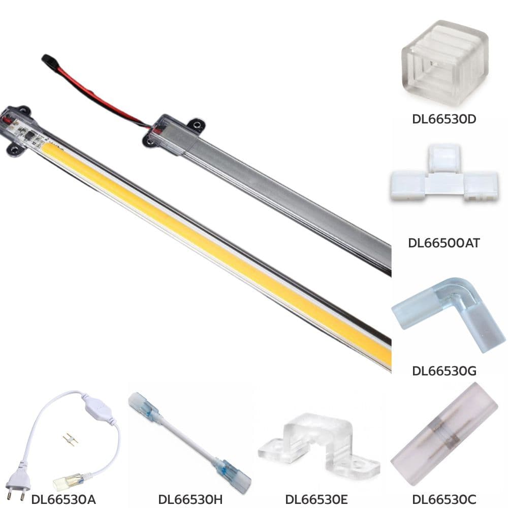 Profil Banda led COB rigida in profil de plastic la 220v 12W 6500K