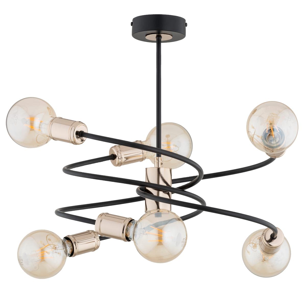 Lustra Alfa Disco Aurie & Neagra 6xE27