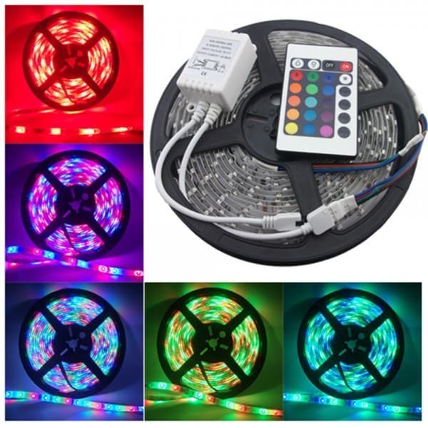 Banda LED 12V Rgb, 14.4W/m, IP20 cu 60Led/m, 5050 Cu Telecomanda si Jocuri de Lumini
