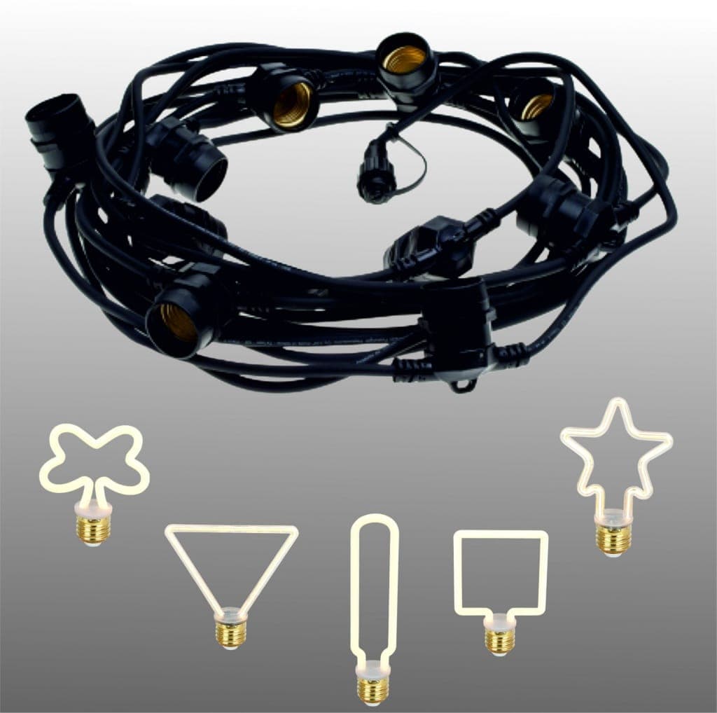Pachet ghirlanda 10m, E27, IP65 cu 10 becuri LED 4W